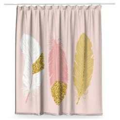 TENDA DOCCIA ANTIMUFFA IMPERMEABILE 180X200CM CON ANELLI BAGNO ROSA PIUME 69792