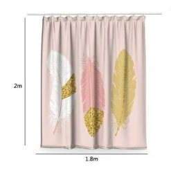 TENDA DOCCIA ANTIMUFFA IMPERMEABILE 180X200CM CON ANELLI BAGNO ROSA PIUME 69792