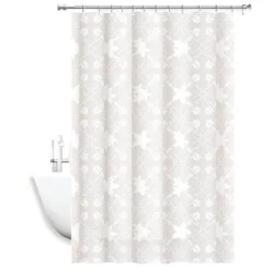 TENDA DOCCIA ANTIMUFFA IMPERMEABILE 180X200CM ANELLI BAGNO BIANCA MAIOLICA 69511