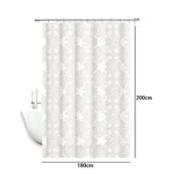 TENDA DOCCIA ANTIMUFFA IMPERMEABILE 180X200CM ANELLI BAGNO BIANCA MAIOLICA 69511