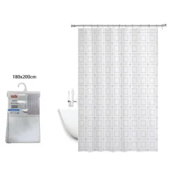 TENDA DOCCIA ANTIMUFFA IMPERMEABILE BAGNO 180 X 200 CM CON ANELLI QUADRATI 59391