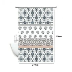 TENDA DOCCIA ANTIMUFFA IMPERMEABILE 240 X 200CM CON ANELLI BAGNO MAIOLICHE 59520