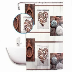 TENDA DOCCIA ANTIMUFFA IMPERMEABIL 180X180CM CON ANELLI BAGNO CUORI PIETRE 59531