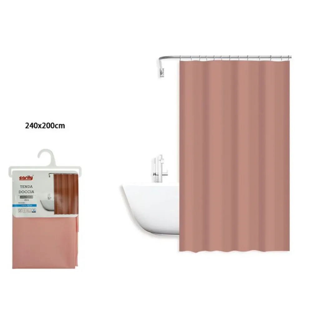 TENDA DOCCIA ANTIMUFFA IMPERMEABILE PEVA 240 X 200CM CON ANELLI BAGNO ROSA 79711