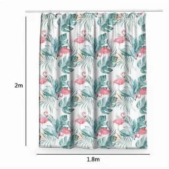 TENDA DOCCIA ANTIMUFFA IMPERMEABILE 180X200CM CON ANELLI BAGNO FENICOTTERI 69957