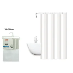 TENDA DOCCIA ANTIMUFFA IMPERMEABILE POLIESTERE 180X200 CM GANCI BAGNO BIANCA 79856