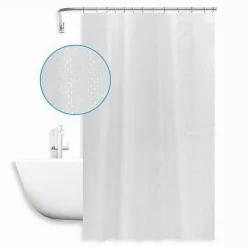 TENDA DOCCIA ANTIMUFFA IMPERMEABILE 180X200 CM ANELLI GRIGIA TEXTURE ROMBI 59821