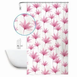 TENDA DOCCIA ANTIMUFFA IMPERMEABILE 180X200 CM CON ANELLI BAGNO FIORI ROSA 59803