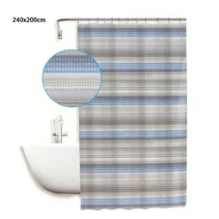 TENDA DOCCIA ANTIMUFFA IMPERMEABILE 240X200CM CON ANELLI RIGHE ORIZZONTALI 59524