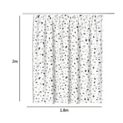 TENDA DOCCIA ANTIMUFFA IMPERMEABILE 180X200CM ANELLI BAGNO BIANCO GRANIGLIA 69833