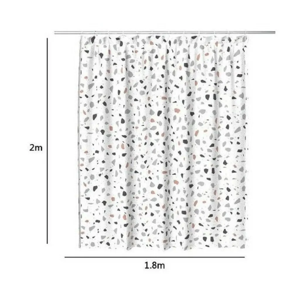 TENDA DOCCIA ANTIMUFFA IMPERMEABILE 180X200CM ANELLI BAGNO BIANCO GRANIGLIA 69833