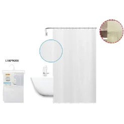 TENDA DOCCIA ANTIMUFFA IMPERMEABILE 180X200 CM ANELLI BIANCA TEXTURE ROMBI 59815