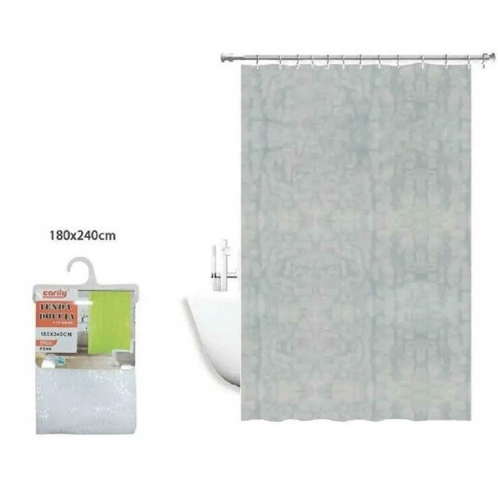 TENDA DOCCIA ANTIMUFFA IMPERMEABILE 180 X 240CM CON ANELLI BAGNO BIANCA 2D 52132
