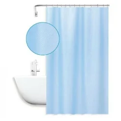 TENDA DOCCIA ANTIMUFFA IMPERMEABILE 180X200CM ANELLI AZZURRA TEXTURE ROMBI 59819