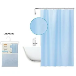 TENDA DOCCIA ANTIMUFFA IMPERMEABILE 180X200CM ANELLI AZZURRA TEXTURE ROMBI 59819