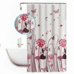 TENDA DOCCIA ANTIMUFFA IMPERMEABILE 240X200 CM ANELLI BAGNO FIORI FARFALLE 59516