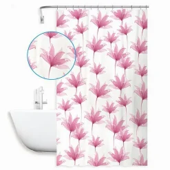 TENDA DOCCIA ANTIMUFFA IMPERMEABILE 240X200 CM CON ANELLI BAGNO FIORI ROSA 59804