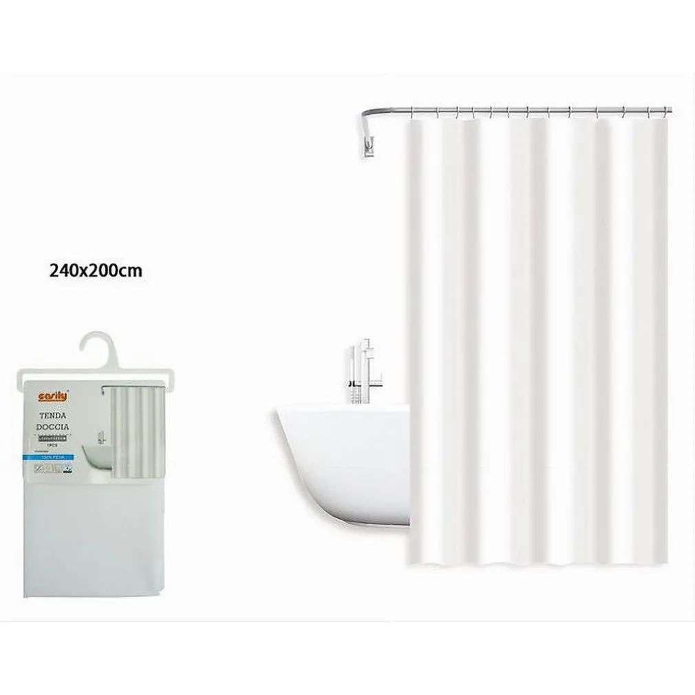 TENDA DOCCIA ANTIMUFFA IMPERMEABILE 240 X 200 CM GANCI ANELLI BAGNO BIANCA 79709