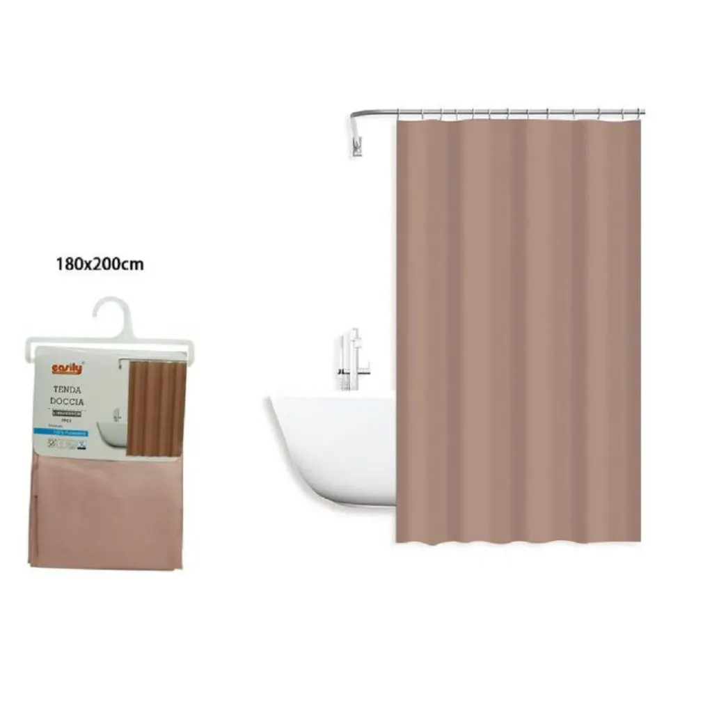 TENDA DOCCIA ANTIMUFFA IMPERMEABILE POLIESTERE 180X200CM CON ANELLI GANCI BAGNO 79857
