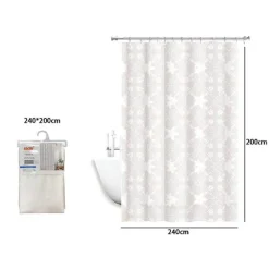 TENDA DOCCIA ANTIMUFFA IMPERMEABILE 240X200CM ANELLI BIANCA MAIOLICA FIORI 69512