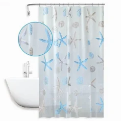 TENDA DOCCIA ANTIMUFFA IMPERMEABILE 240 X 200CM ANELLI BAGNO STELLE MARINE 59806