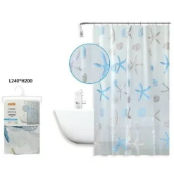 TENDA DOCCIA ANTIMUFFA IMPERMEABILE 240 X 200CM ANELLI BAGNO STELLE MARINE 59806
