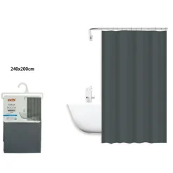 TENDA DOCCIA ANTIMUFFA IMPERMEABILE 240X200CM CON ANELLI BAGNO GRIGIO SCURO 79719