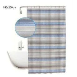 TENDA DOCCIA ANTIMUFFA IMPERMEABILE 180X200CM CON ANELLI RIGHE ORIZZONTALI 59523