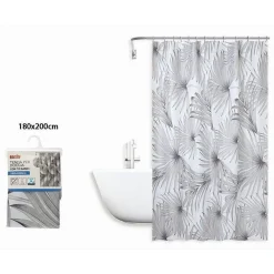 TENDA DOCCIA ANTIMUFFA IMPERMEABILE 180X200CM CON 12 ANELLI BAGNO TROPICALE 87076
