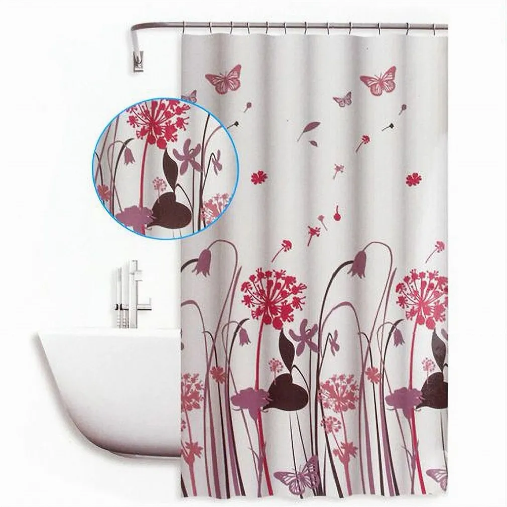 TENDA DOCCIA ANTIMUFFA IMPERMEABILE 180X200CM ANELLI BAGNO FIORI FARFALLE 59515