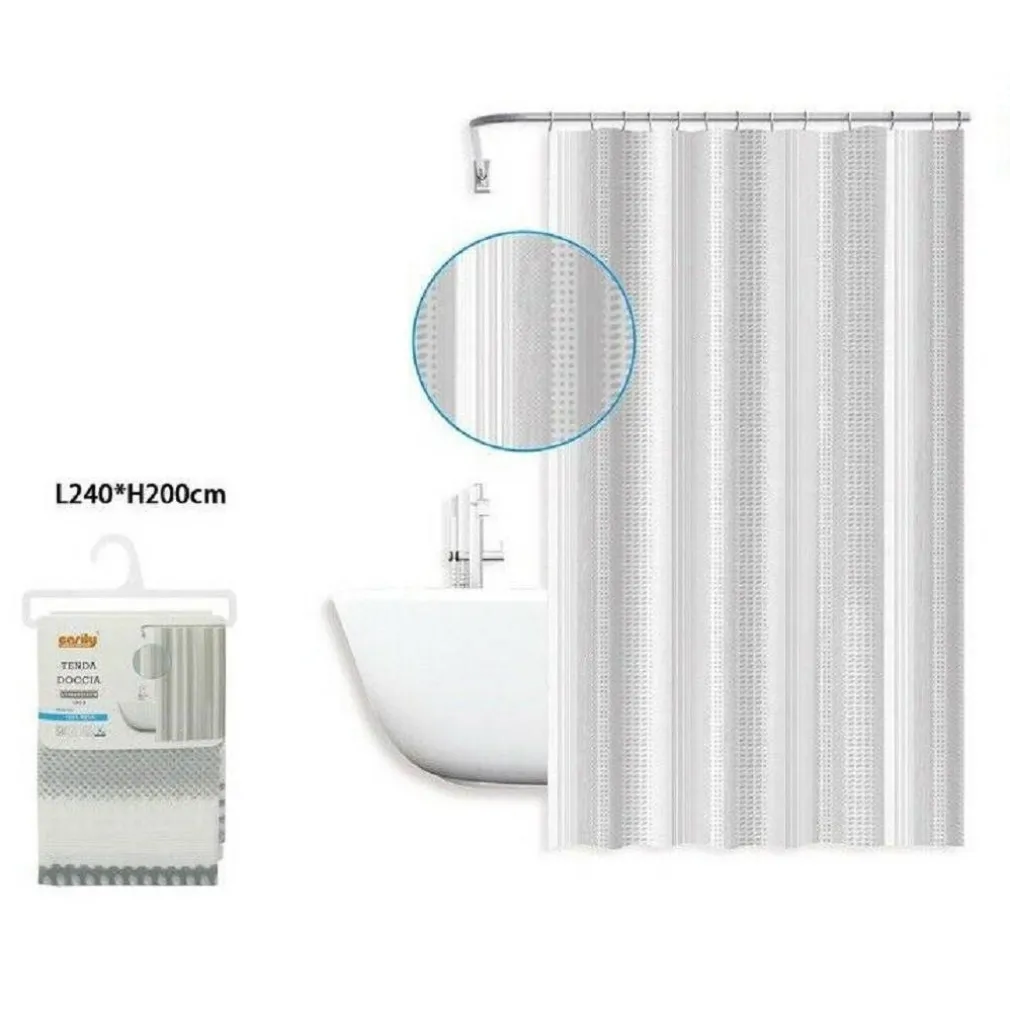 TENDA DOCCIA ANTIMUFFA IMPERMEABILE 240 X 200 CM CON ANELLI BAGNO 59812