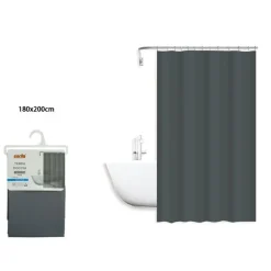 TENDA DOCCIA ANTIMUFFA IMPERMEABILE 180X200CM CON ANELLI BAGNO GRIGIO SCURO 79718