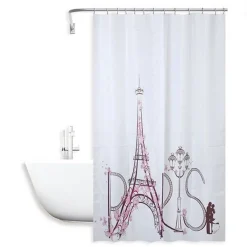 TENDA DOCCIA ANTIMUFFA IMPERMEABILE 180X200CM CON ANELLI BAGNO SCRITTA PARIS 87048