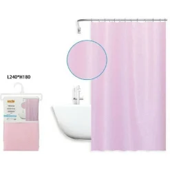 TENDA DOCCIA ANTIMUFFA IMPERMEABIL 240X180CM CON ANELLI ROSA TEXTURE ROMBI 59824