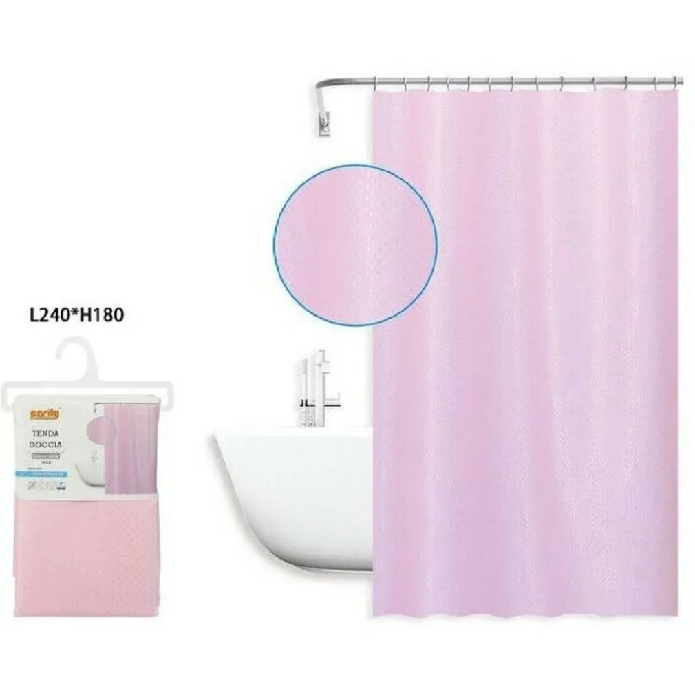 TENDA DOCCIA ANTIMUFFA IMPERMEABIL 240X180CM CON ANELLI ROSA TEXTURE ROMBI 59824