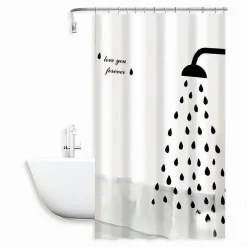 TENDA DOCCIA ANTIMUFFA LOVE YOU FOREVER IMPERMEABIL 180X180CM ANELLI BAGNO 79217
