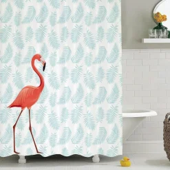 TENDA DOCCIA BAGNO IMPERMEABILE 180 X 180 CM 12 GANCI BASTONE ASTA FENICOTTERO