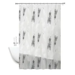 TENDA DOCCIA IMPERMEABILE TESSUTO PVC 12 GANCI IN PLASTICA PIUME 180X220CM 69509