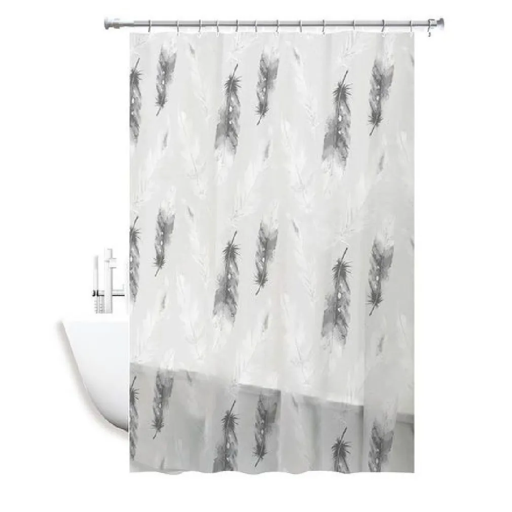 TENDA DOCCIA IMPERMEABILE TESSUTO PVC 12 GANCI IN PLASTICA PIUME 180X220CM 69509