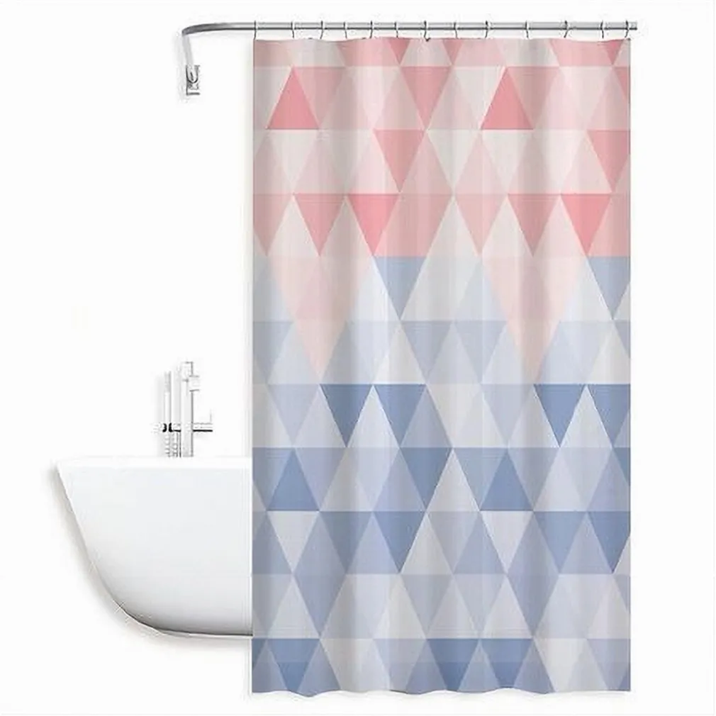TENDA DOCCIA IMPERMEABILE BAGNO 12 ANELLI PEVA 240X200CM TRIANGOLO ROSA BLU 79221