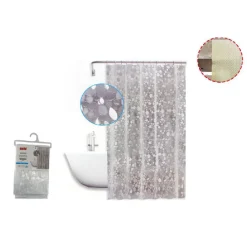 TENDA DOCCIA VASCA ANTIMUFFA IMPERMEABILE BIANCA CON SASSOLINI 240 X 200CM 59526