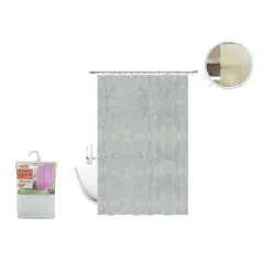 TENDA DOCCIA VASCA ANTIMUFFA IMPERMEABILE GRIGIO BIANCO 180 X 220CM ANELLI 52131
