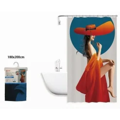 TENDA DOCCIA VASCA BAGNO IMPERMEABILE DONNA SEXY 180 X 200CM CON 12 ANELLI 87094