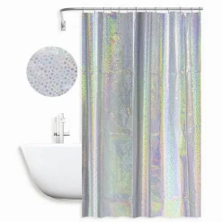 TENDA DOCCIA VASCA BAGNO EFFETTO PAILLETTATO IRIDESCENTE 12 GANCI 180X180CM 87189