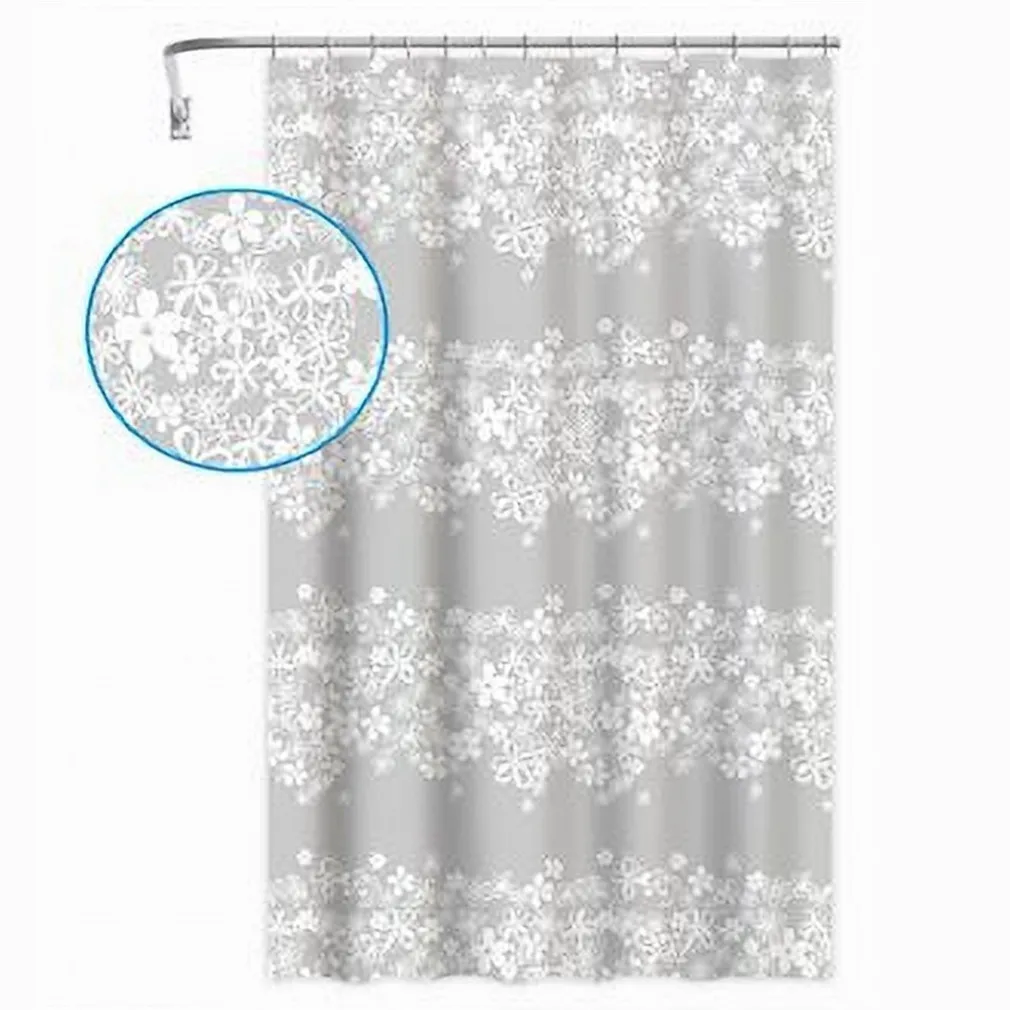 TENDA DOCCIA VASCA BAGNO 240X200CM IMPERMEABILE CON 12 ANELLI FIORE BIANCO 87580