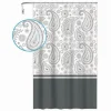 TENDA DOCCIA VASCA BAGNO 12 ANELLI 240X200CM MOTIVO PAISLEY ETNICO GRIGIO 87582
