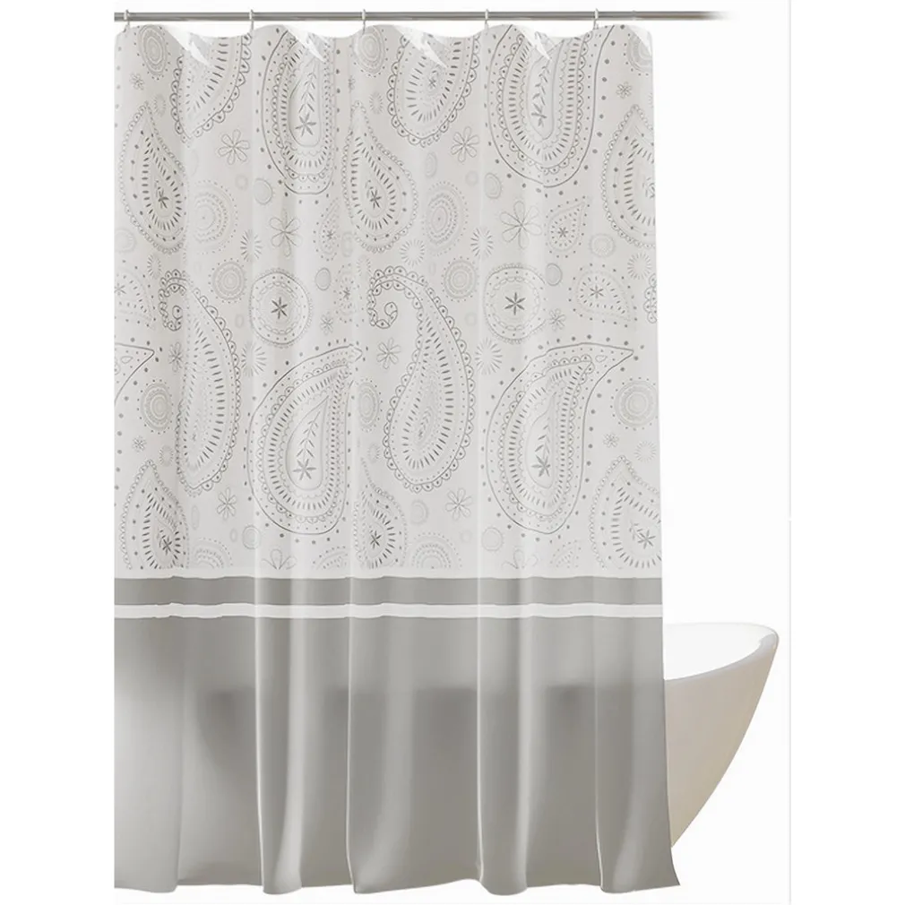 TENDA DOCCIA VASCA BAGNO 12 ANELLI 240X200CM MOTIVO PAISLEY ETNICO GRIGIO 87582