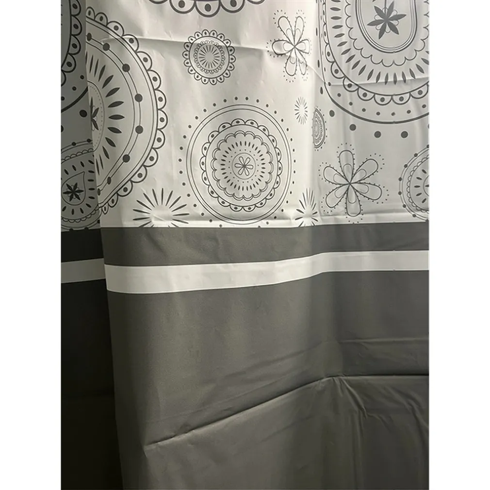 TENDA DOCCIA VASCA BAGNO 12 ANELLI 240X200CM MOTIVO PAISLEY ETNICO GRIGIO 87582