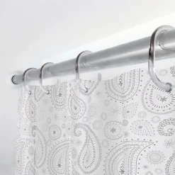 TENDA DOCCIA VASCA BAGNO 12 ANELLI 180X200 CM MOTIVO PAISLEY ETNICO GRIGIO 87581