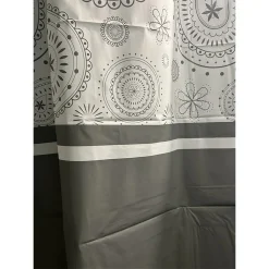 TENDA DOCCIA VASCA BAGNO 12 ANELLI 180X200 CM MOTIVO PAISLEY ETNICO GRIGIO 87581